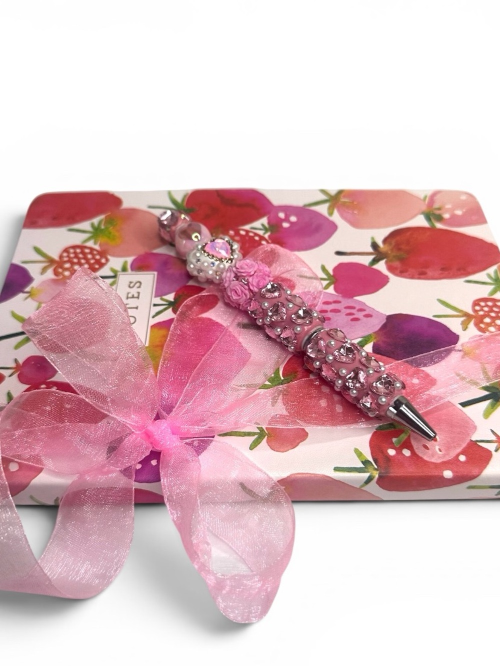 Strawberry Journal and Pink Pen Set